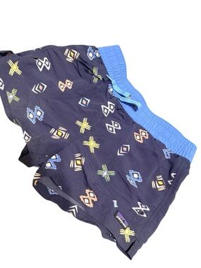 Patagonia Navy Swim/Hybrid Shorts with Light Blue Waistband